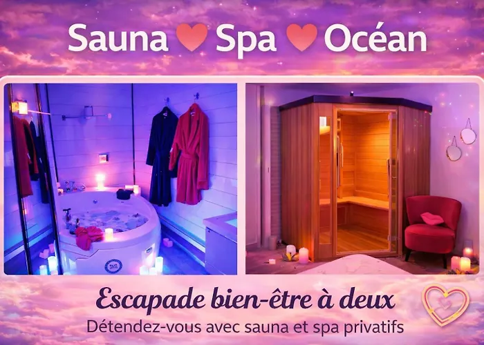 Hôtel accueillant les animaux: Luxe Sauna Privatif et Grand bain Jacuzzi à deux à Biscarosse Plage pour Nuit Romantique avec décoration LED et Bougies
